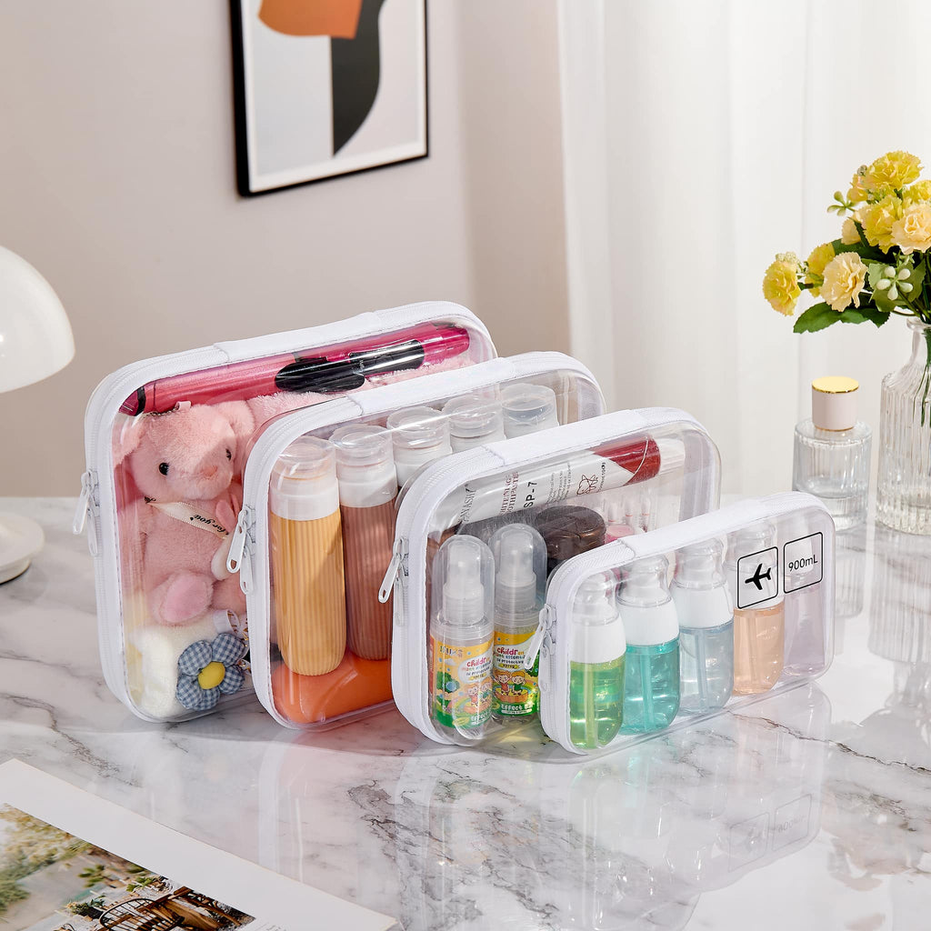 clear plastic zippered travel toiletry bags