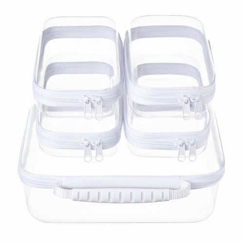 Clear Hard Shell Zipper Case (Handle L + 4S)