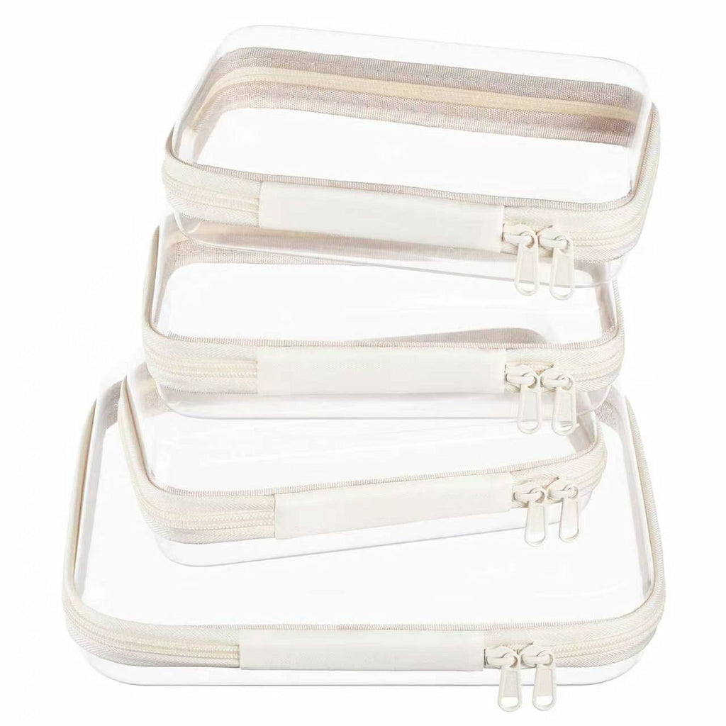 PIQOLA Clear Zipper Case Set (4 Pcs) |The Clear Travel Organizer Set That Never Gets Crushed