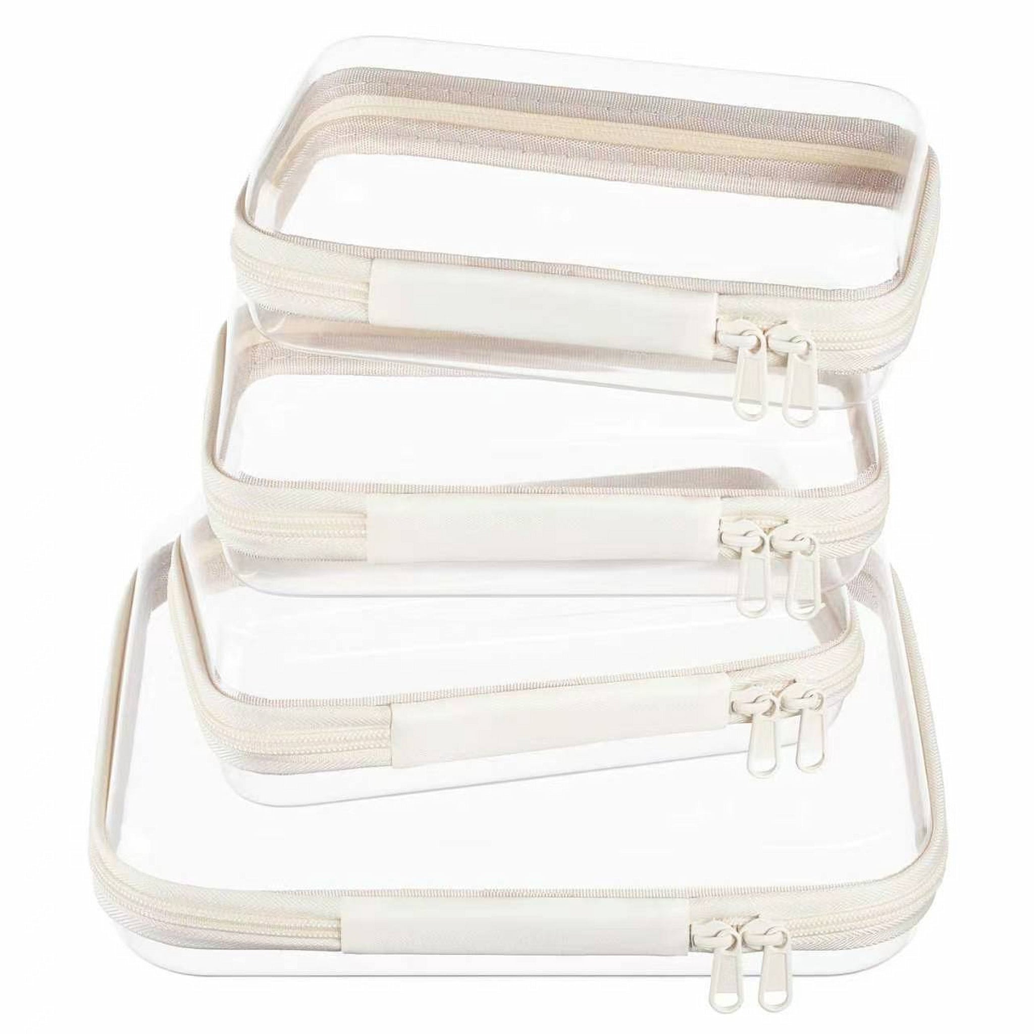 PIQOLA Clear Zipper Case Set (4 Pcs) |The Clear Travel Organizer Set That Never Gets Crushed