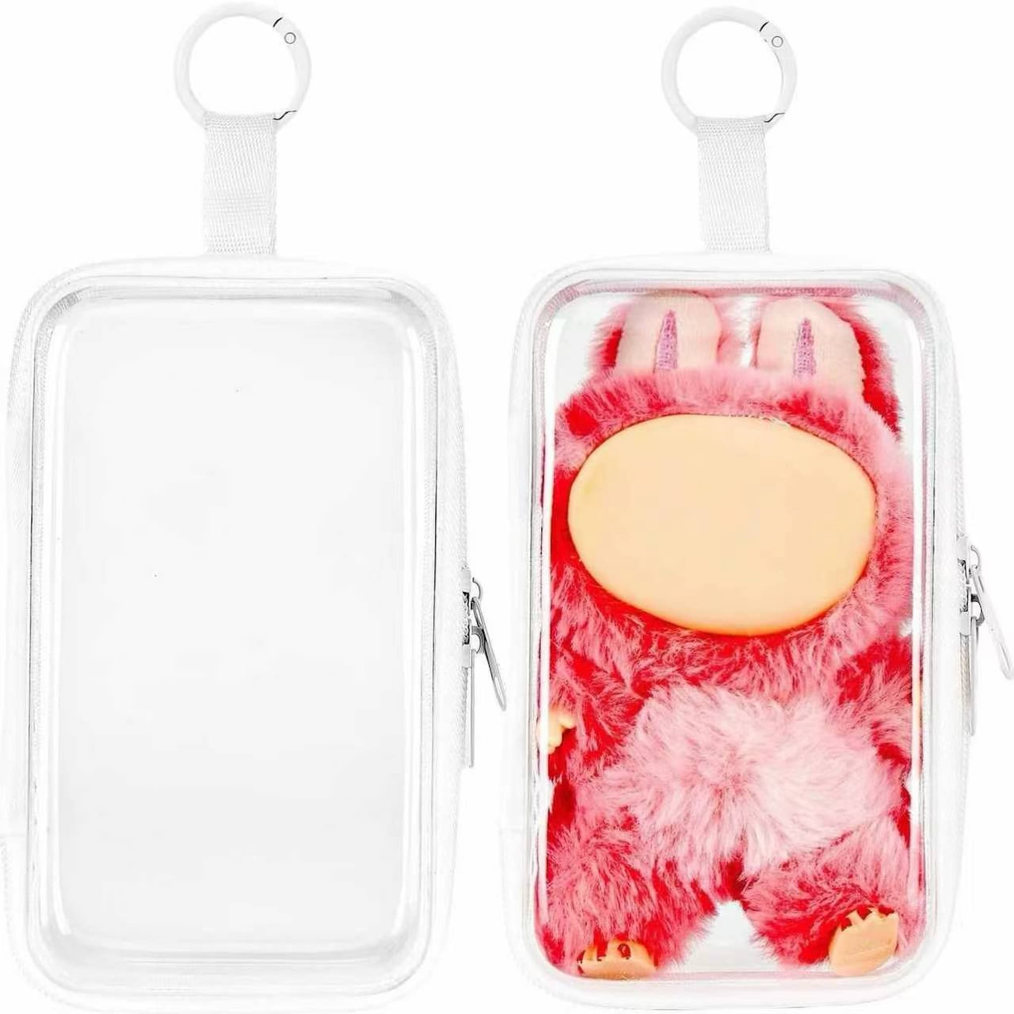 PIQOLA Clear Display Case (2 Pack with Keychain) | Hard Shell Zipper Organizer for Collectibles, Dolls & Mini Essentials