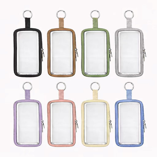 PIQOLA 8-Pack Clear Display Case Set with Keychain | Colorful Hard Shell Protectors for Collectible Dolls & Mini Figures