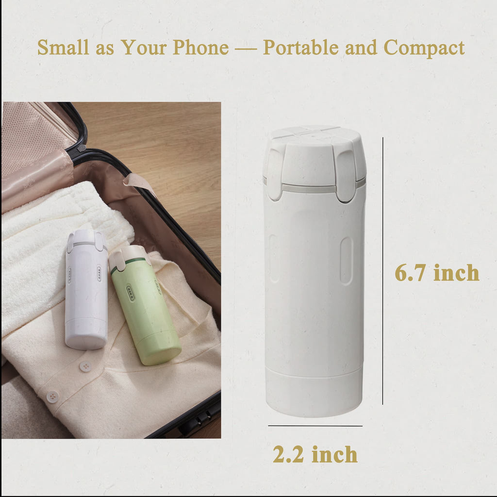Travel dispenser dimensions, 6.7 x 2.2 x 2.2 inches