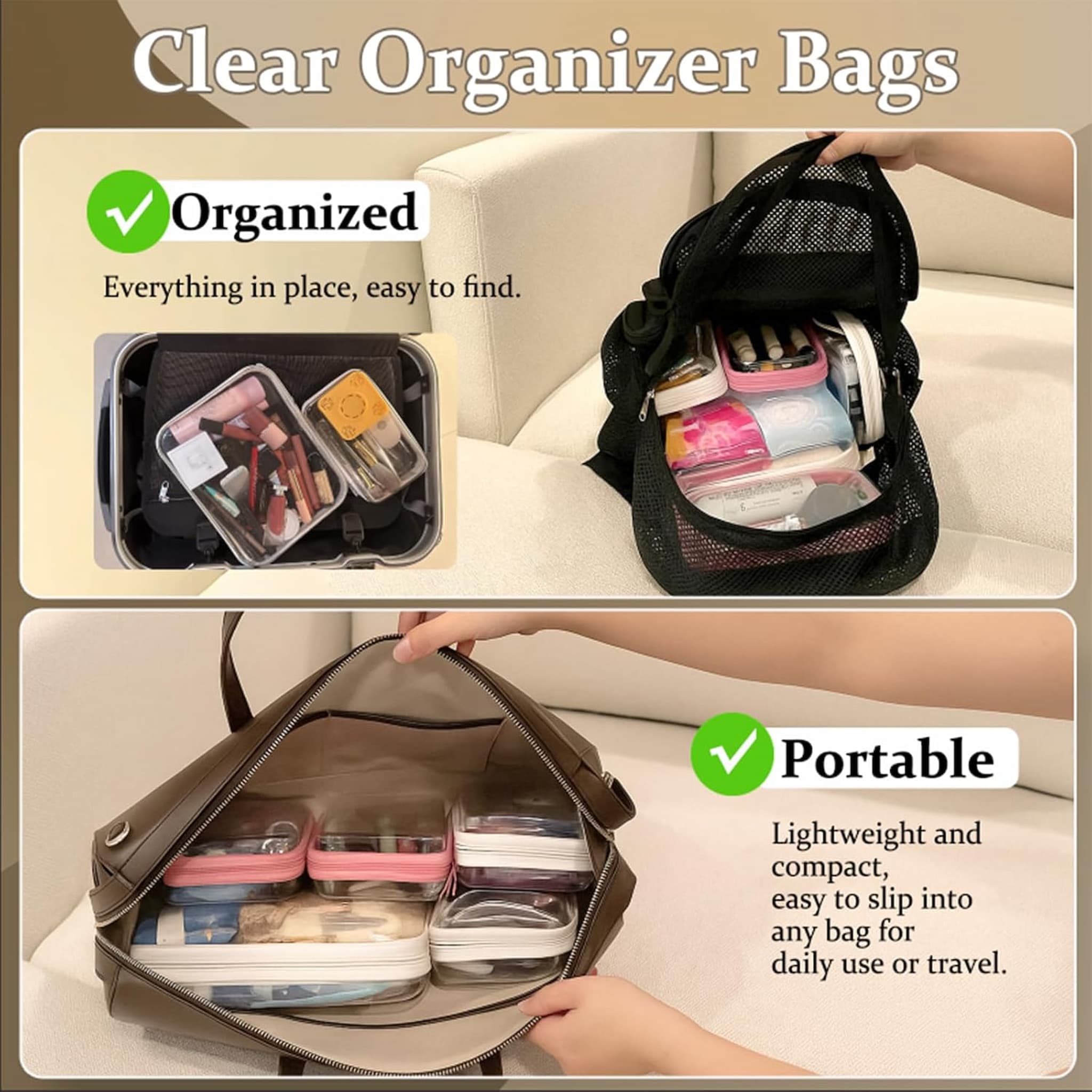 Clear organizer bags