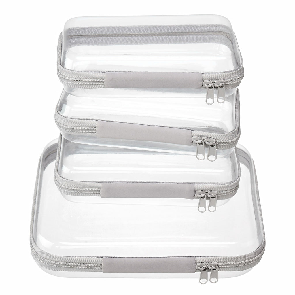 PIQOLA Clear Zipper Case Set (4 Pcs) |The Clear Travel Organizer Set That Never Gets Crushed