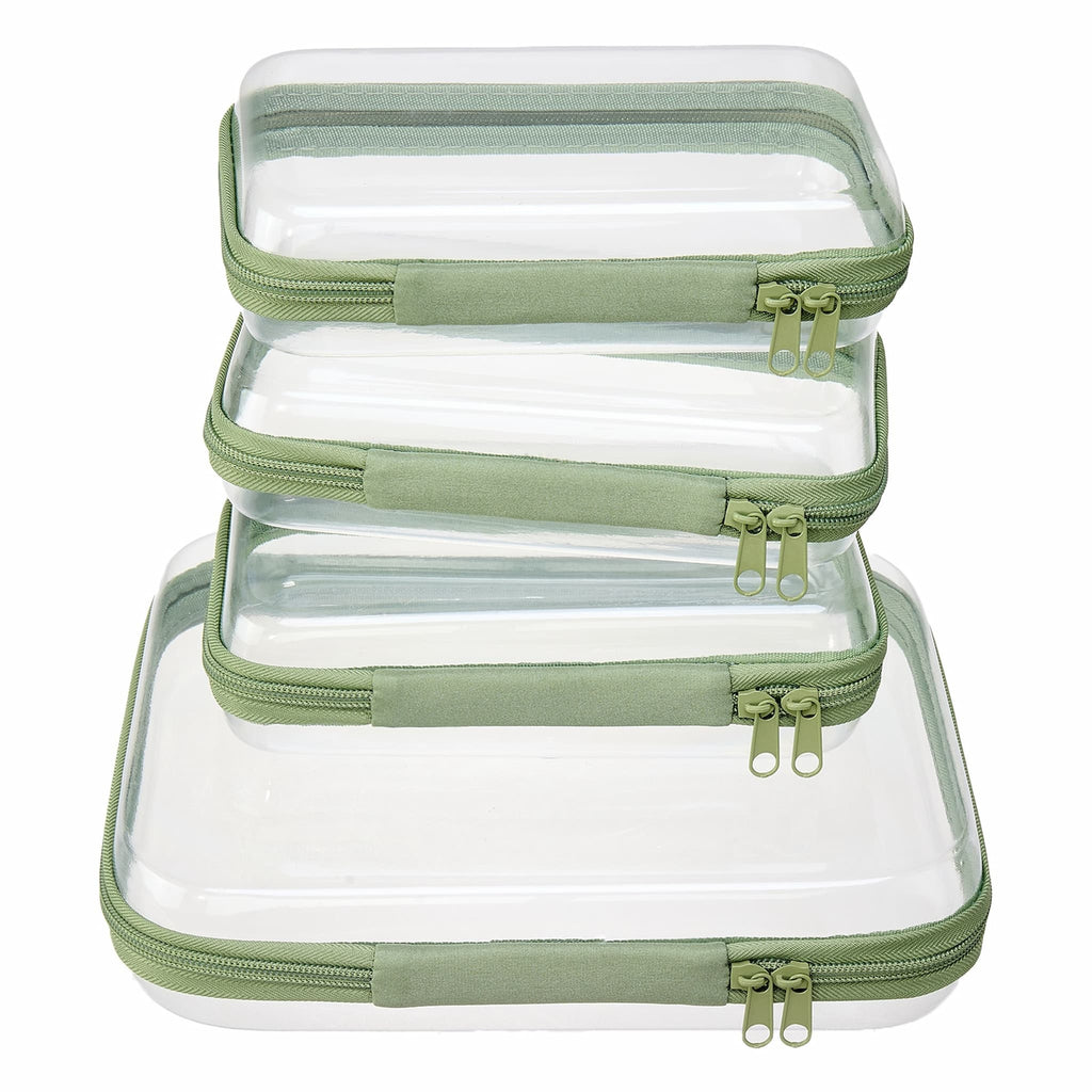 PIQOLA Clear Zipper Case Set (4 Pcs) |The Clear Travel Organizer Set That Never Gets Crushed