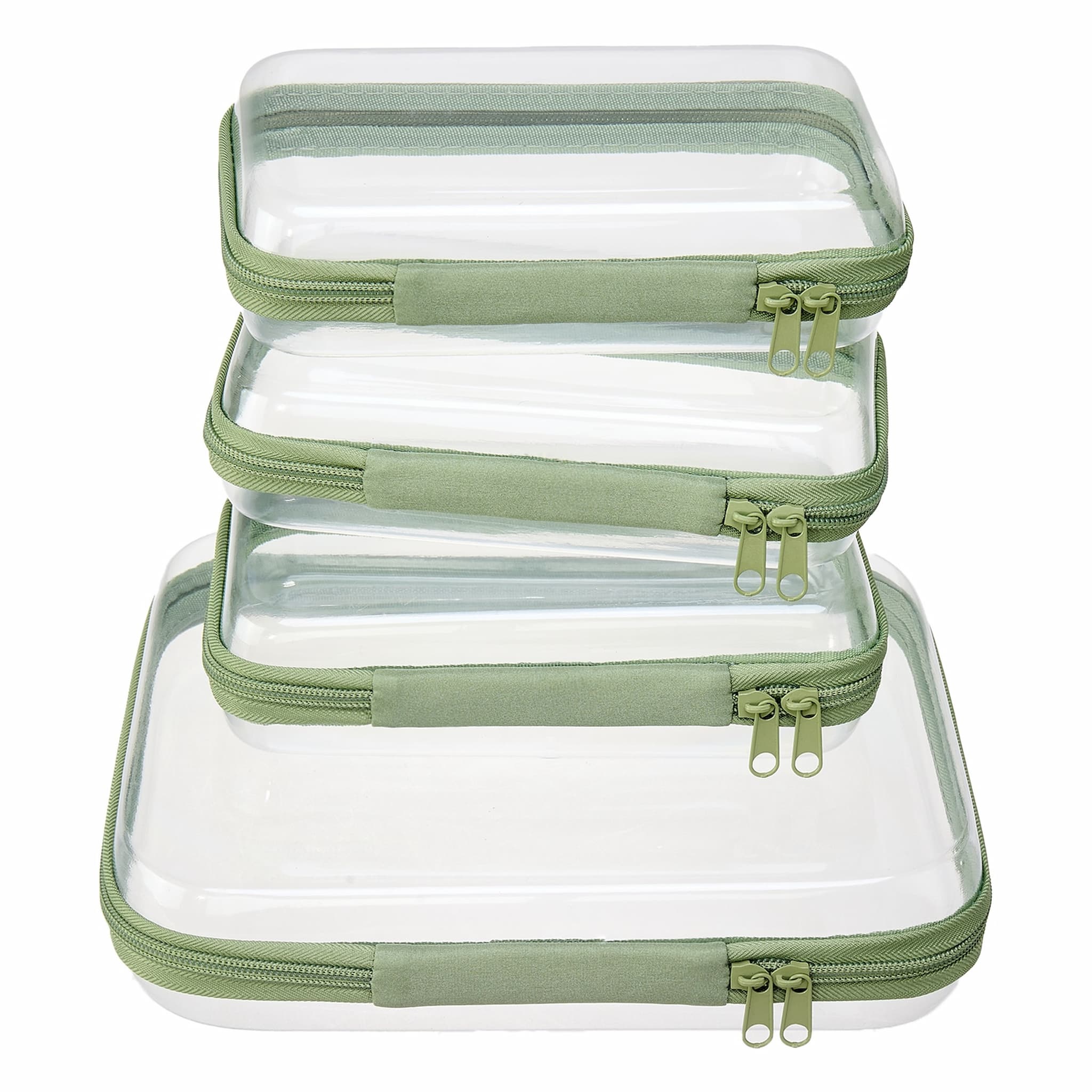 PIQOLA Clear Zipper Case Set (4 Pcs) |The Clear Travel Organizer Set That Never Gets Crushed