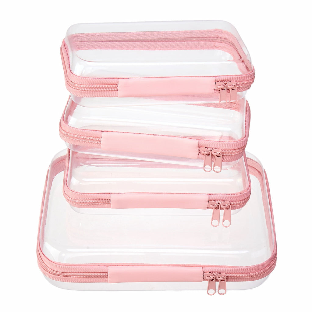 PIQOLA Clear Zipper Case Set (4 Pcs) |The Clear Travel Organizer Set That Never Gets Crushed