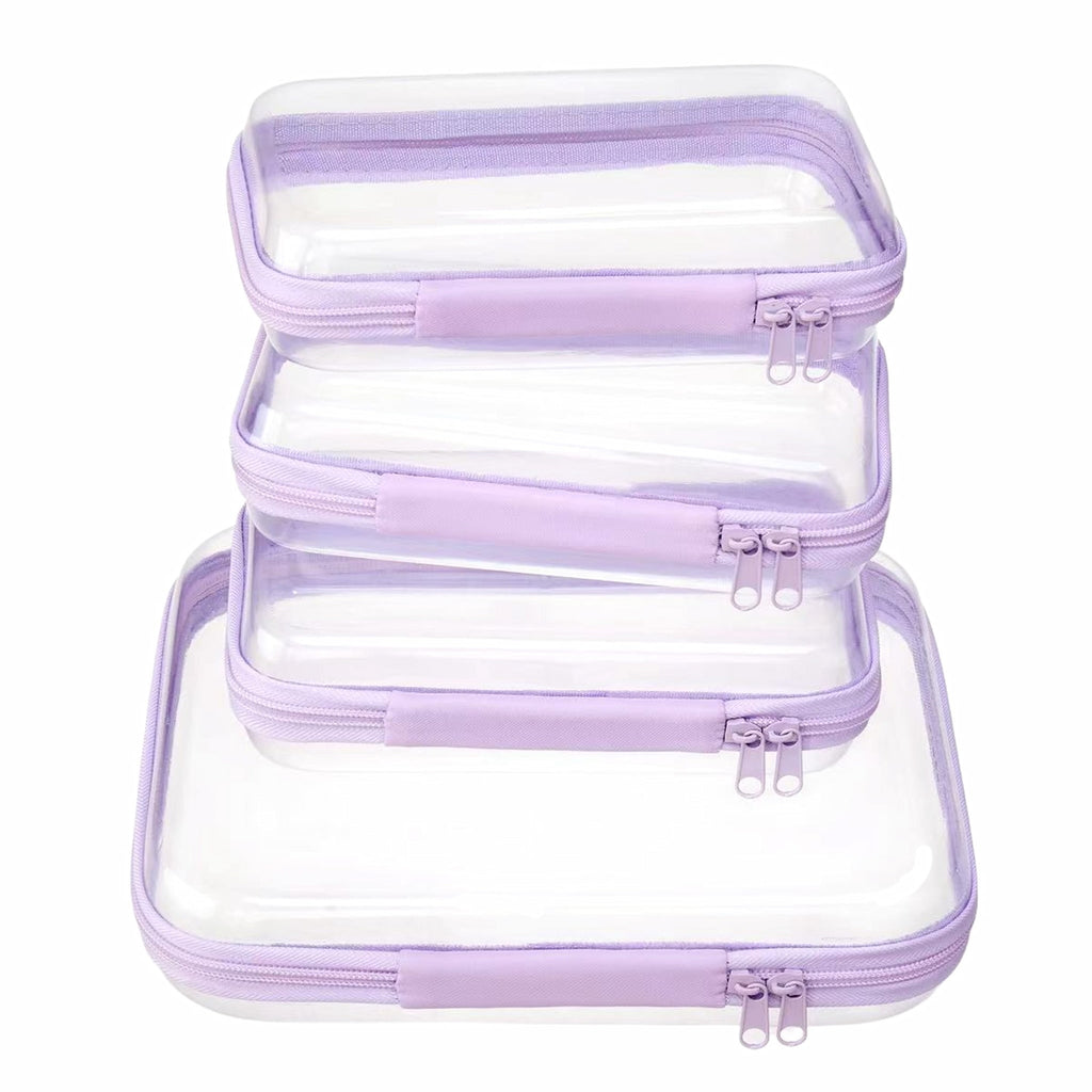 PIQOLA Clear Zipper Case Set (4 Pcs) |The Clear Travel Organizer Set That Never Gets Crushed