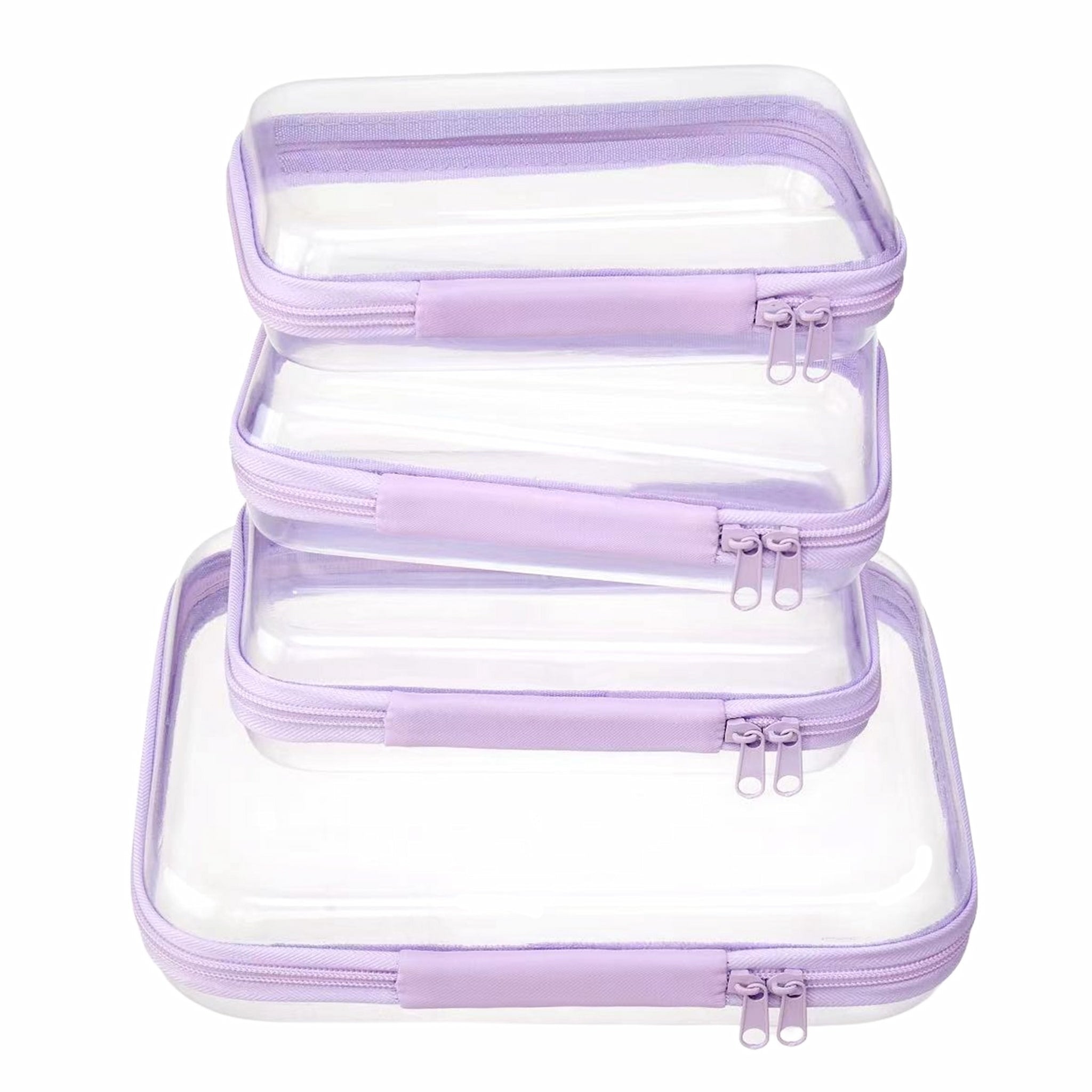 PIQOLA Clear Zipper Case Set (4 Pcs) |The Clear Travel Organizer Set That Never Gets Crushed